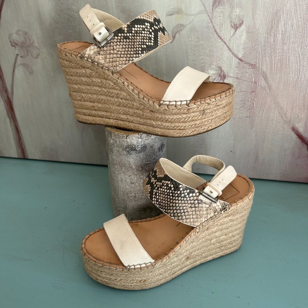 Dolce Vita Spiro Espradrille Wedge Sandal Size 8 Snakeskin Sandal 100% Leather - Picture 10 of 10